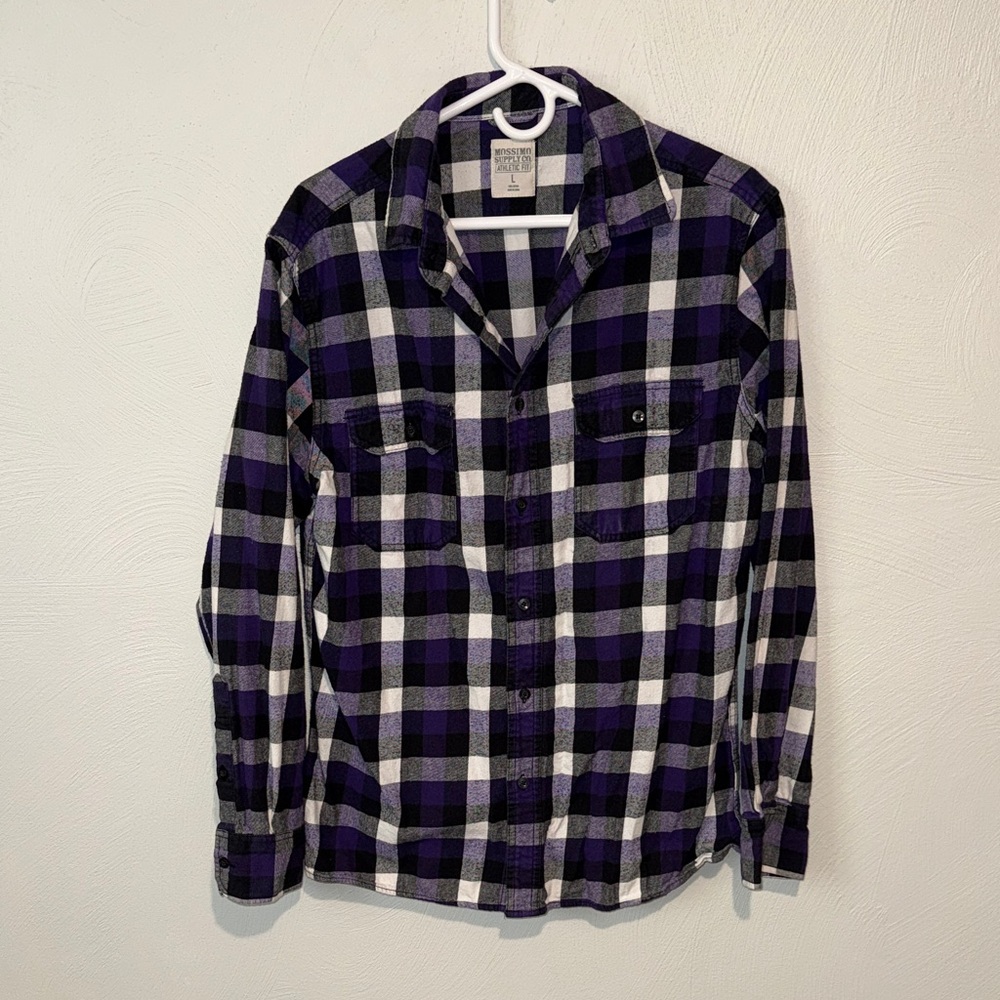 Mossimo Supply Co. Purple and Black Checkered Shirt